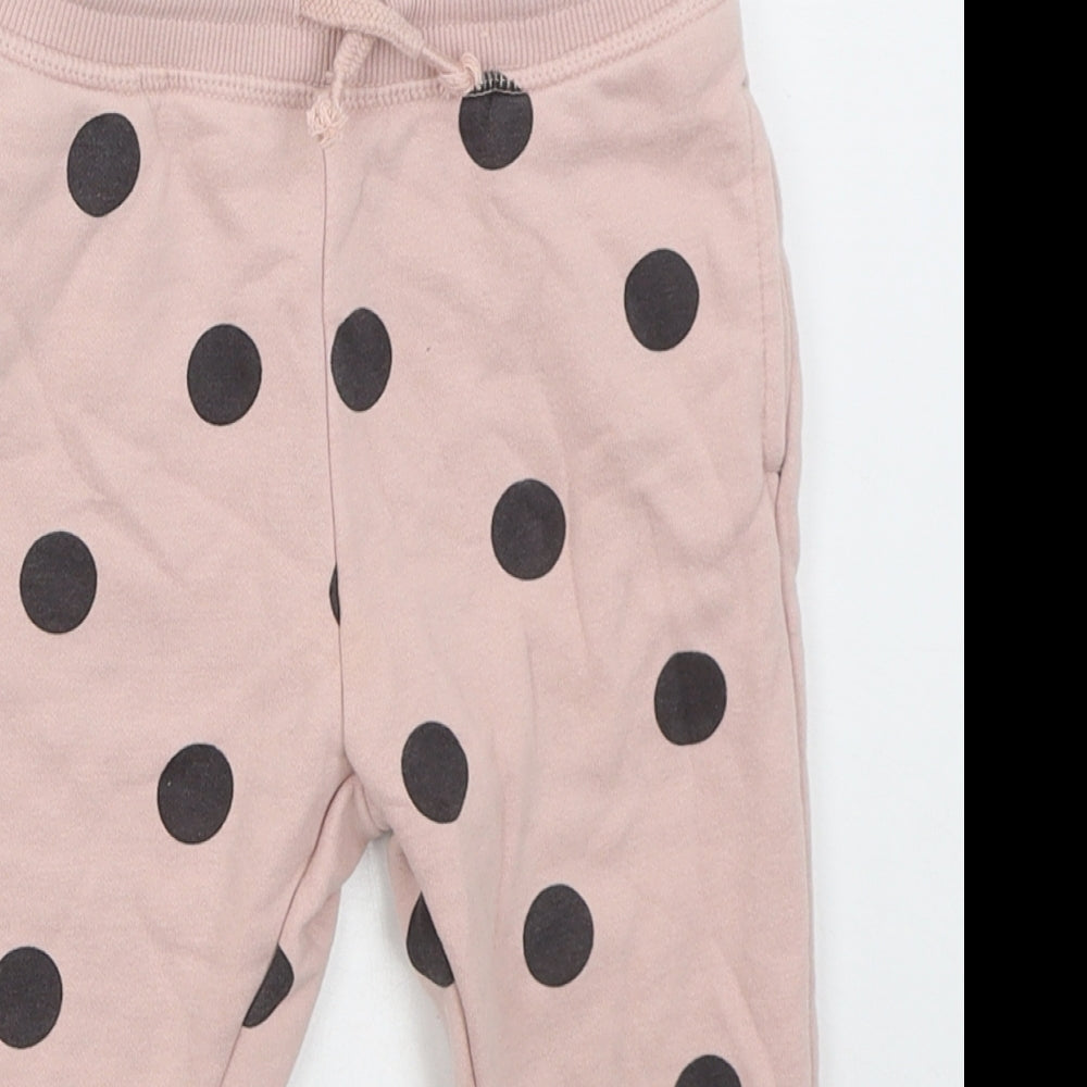 George Girls Pink Polka Dot Cotton Sweatpants Trousers Size 2-3 Years  Regular Drawstring