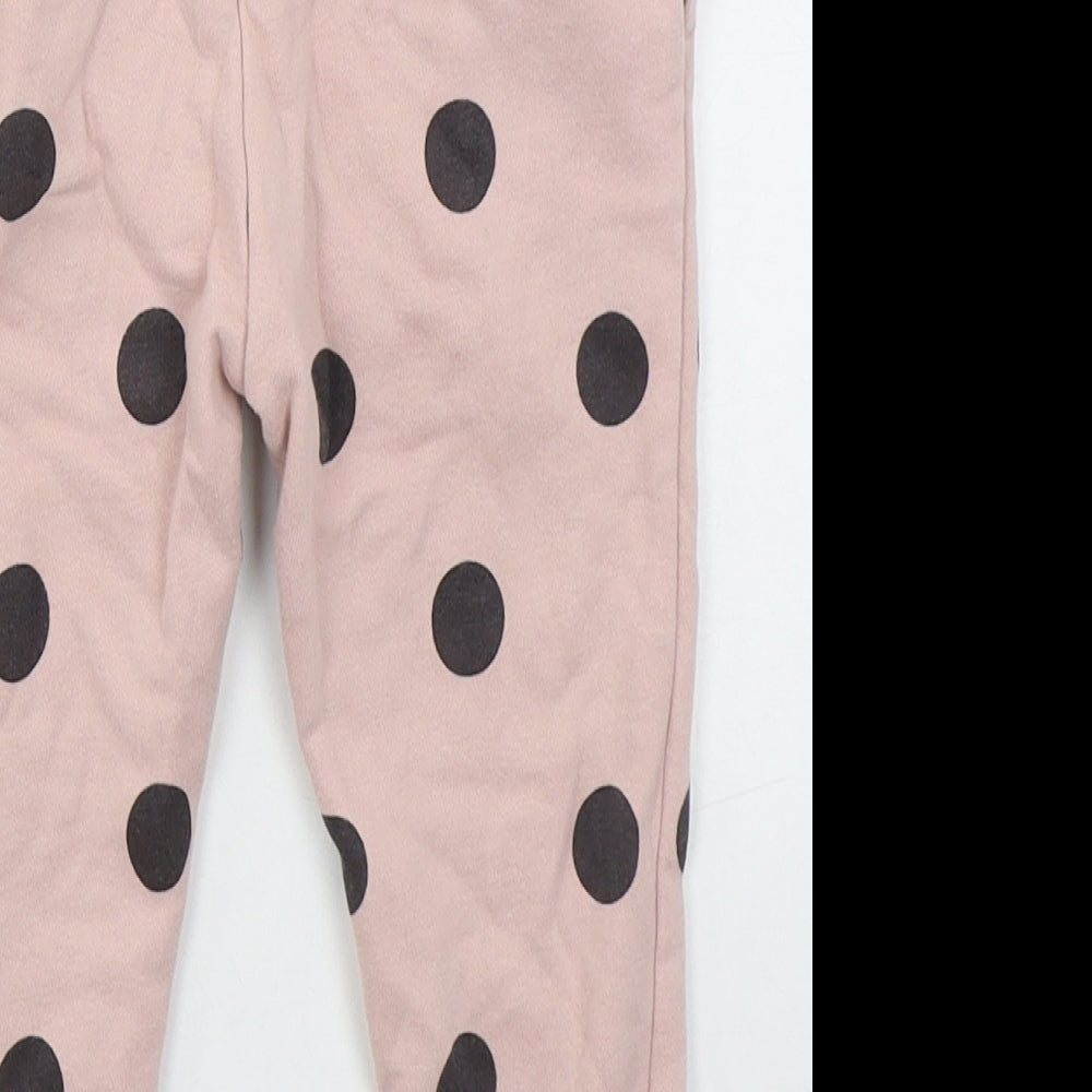 George Girls Pink Polka Dot Cotton Sweatpants Trousers Size 2-3 Years  Regular Drawstring