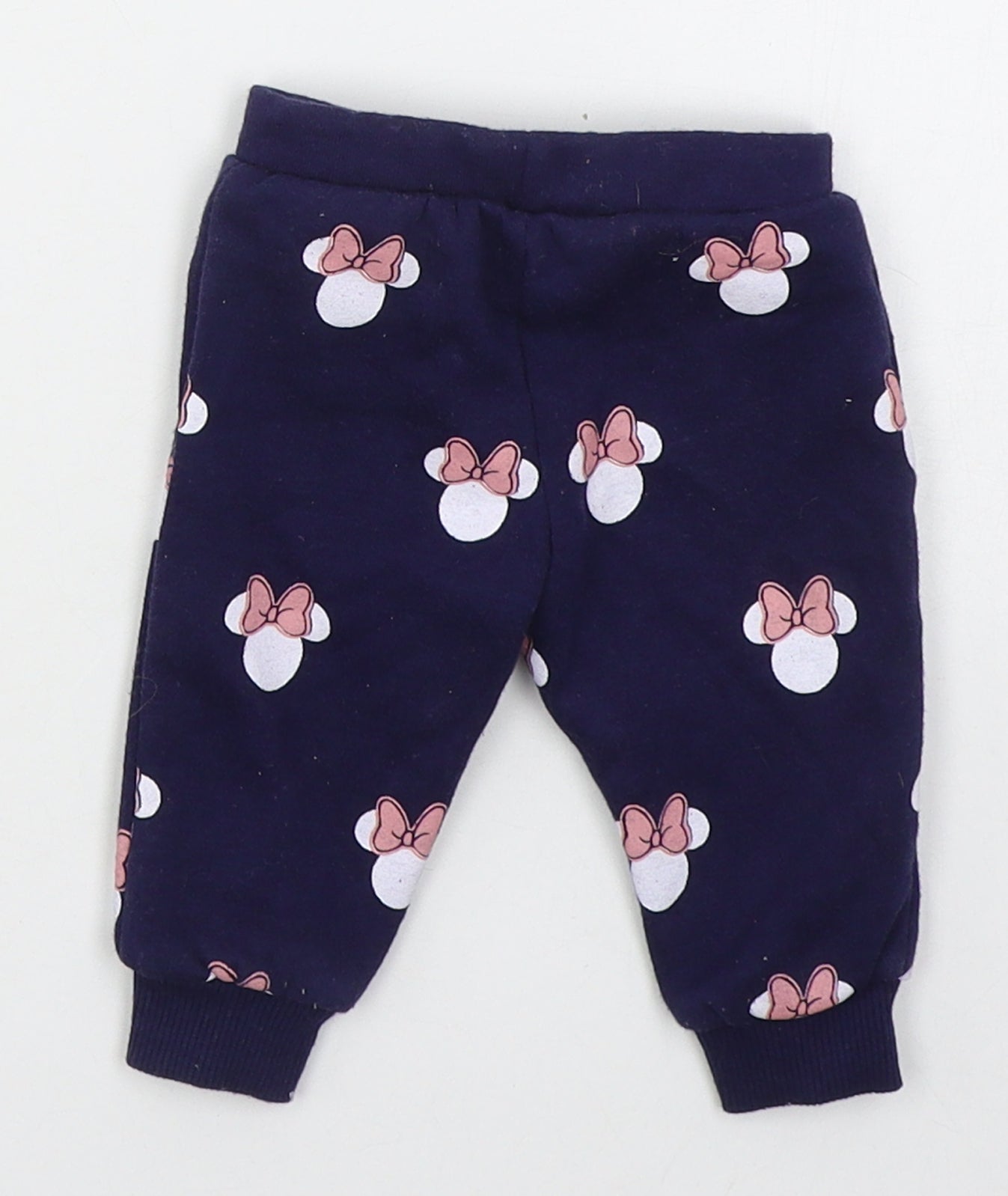 Primark Girls Blue  Cotton Sweatpants Trousers Size 0-3 Months  Drawstring - Minnie Mouse