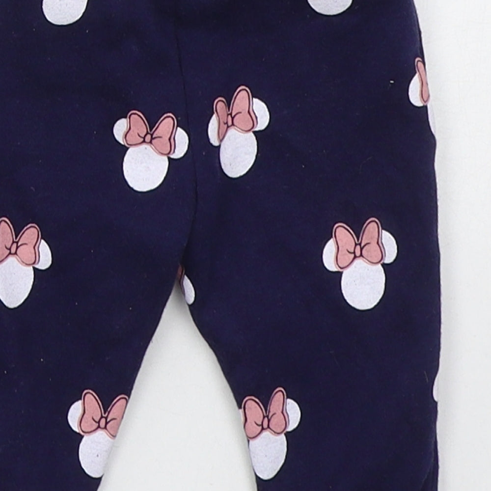 Primark Girls Blue  Cotton Sweatpants Trousers Size 0-3 Months  Drawstring - Minnie Mouse
