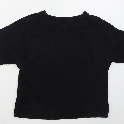 F&F Girls Black  Cotton Cropped T-Shirt Size 11-12 Years Crew Neck Pullover - Arizona