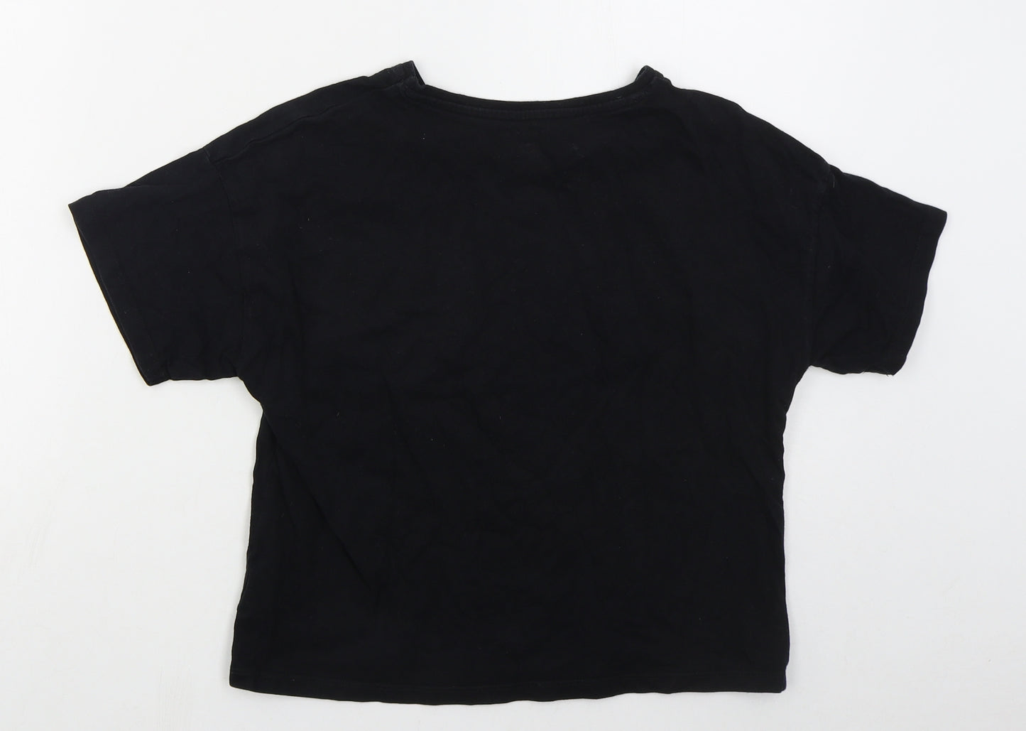 F&F Girls Black  Cotton Cropped T-Shirt Size 11-12 Years Crew Neck Pullover - Arizona