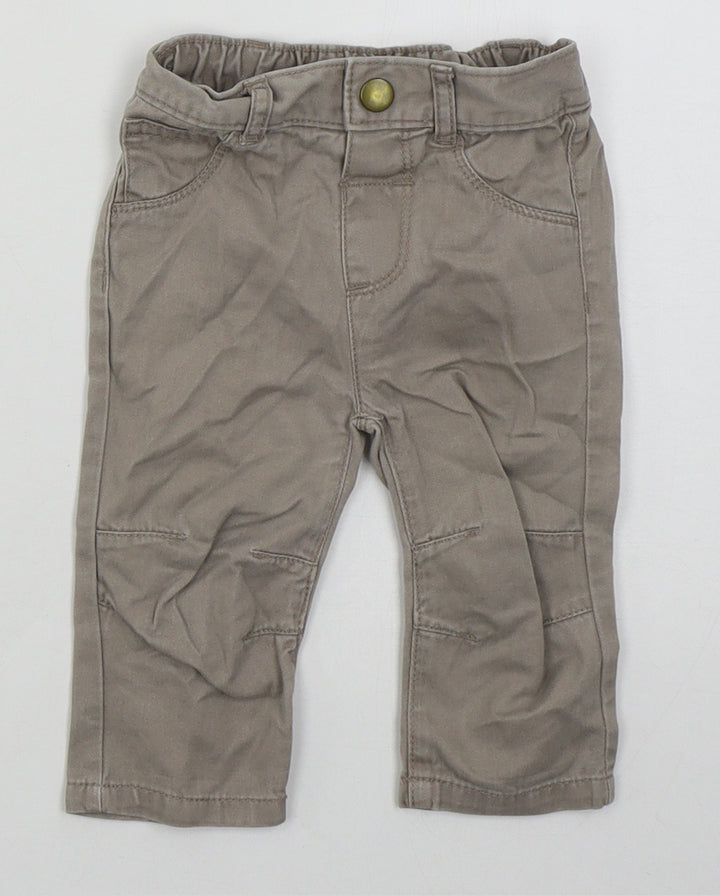 George Boys Beige Cotton Capri Jeans Size 6-9 Months Button