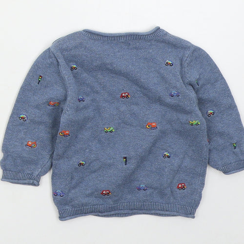 NEXT Boys Blue  Cotton Pullover Jumper Size 6-9 Months  Pullover - Trucks