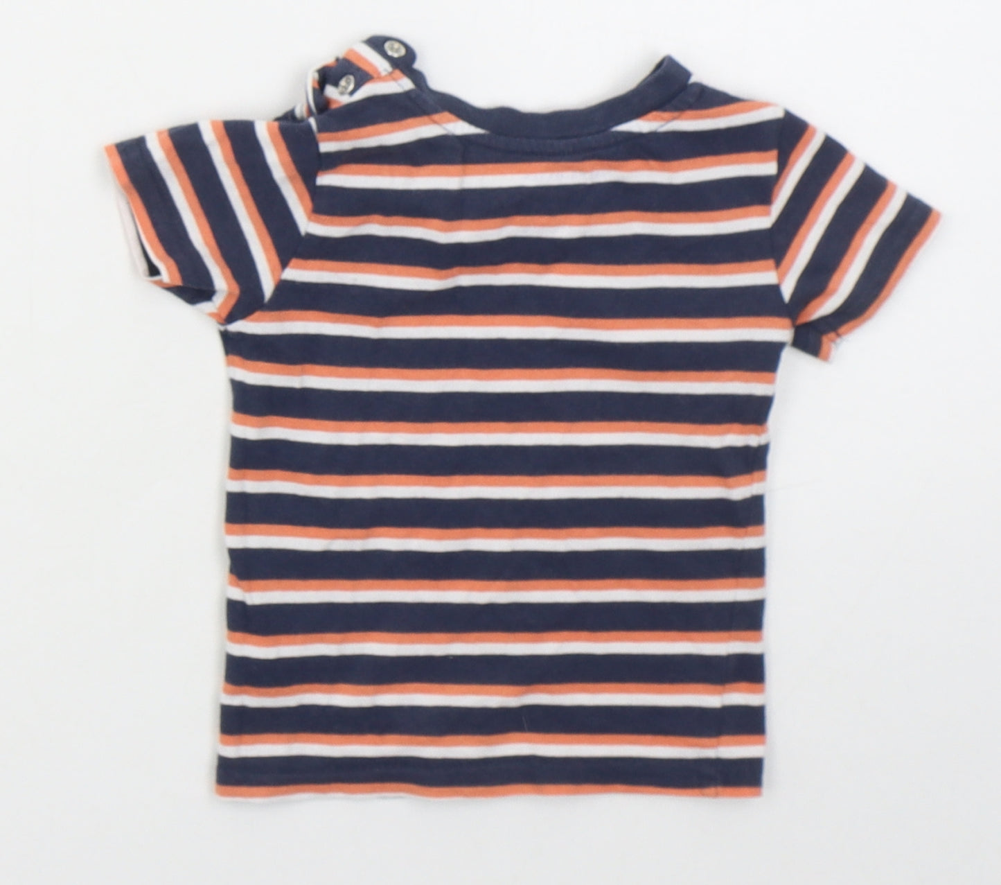 Primark Boys Blue Striped Cotton Basic T-Shirt Size 6-9 Months Crew Neck Pullover - Orange