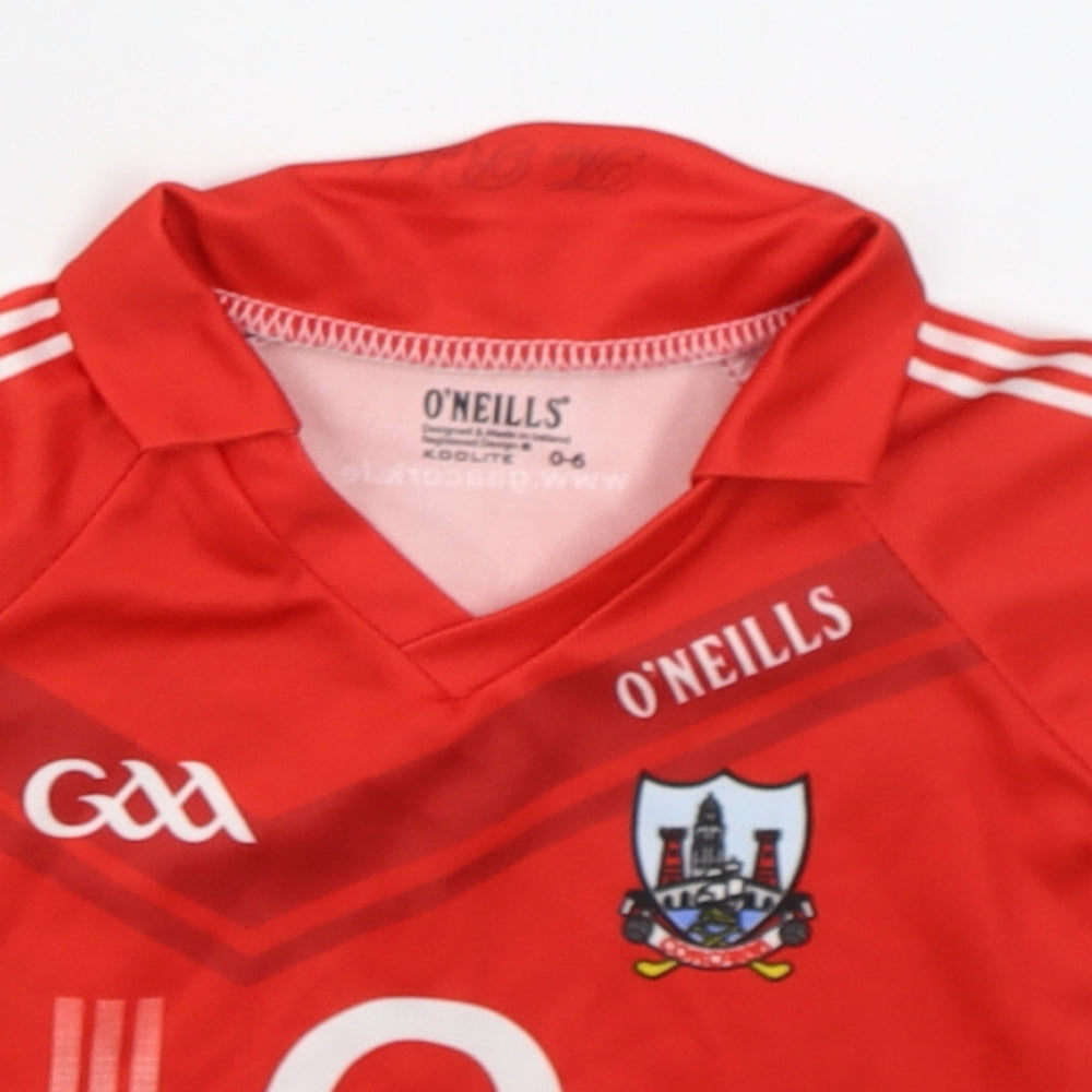 O'Neills Boys Red  Polyester Basic Polo Size 0-3 Months Collared Pullover - o2