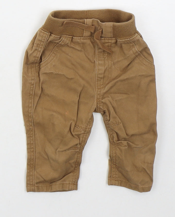 Georgr Boys Brown  Cotton Capri Jeans Size 0-3 Months  Drawstring