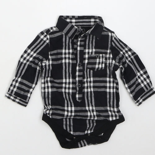 Primark Boys Black Check Cotton Babygrow One-Piece Size 3-6 Months  Button - Make Some Noise