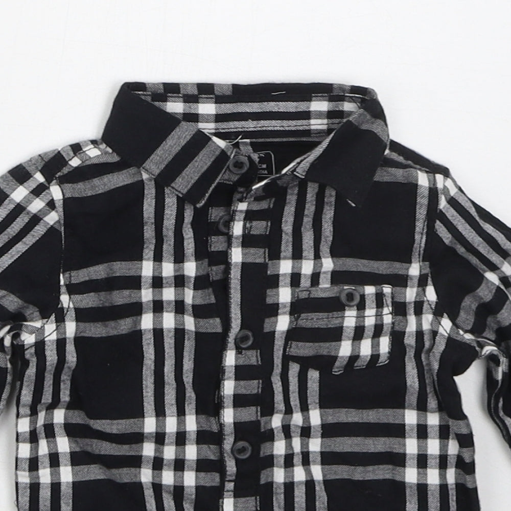 Primark Boys Black Check Cotton Babygrow One-Piece Size 3-6 Months  Button - Make Some Noise