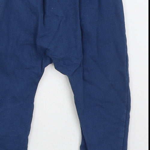 Dunnes Boys Blue  Cotton Sweatpants Trousers Size 6-9 Months  Drawstring - Cars