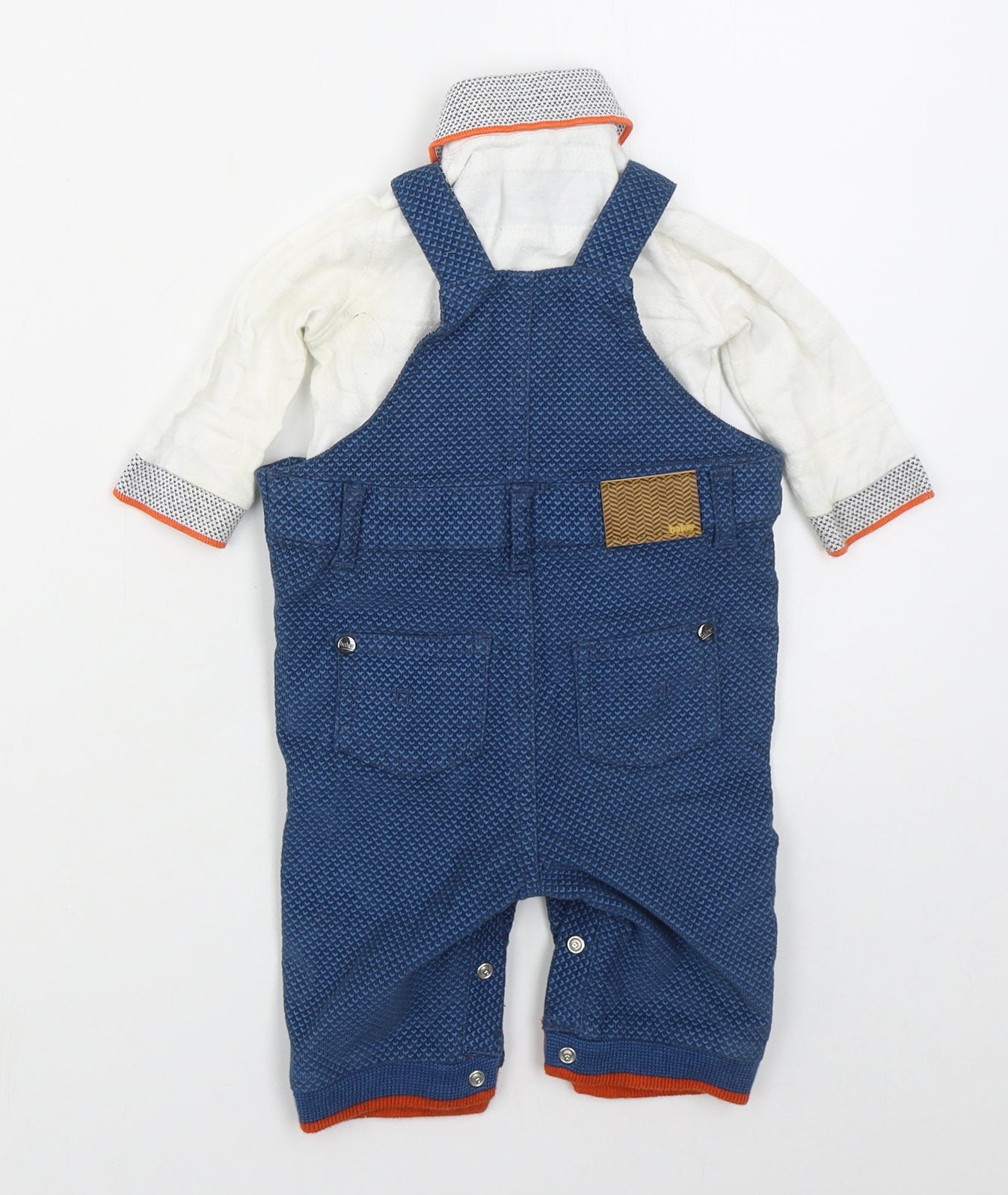 Ted Baker Boys Blue  Cotton Dungaree Outfit/Set Size 3-6 Months  Button