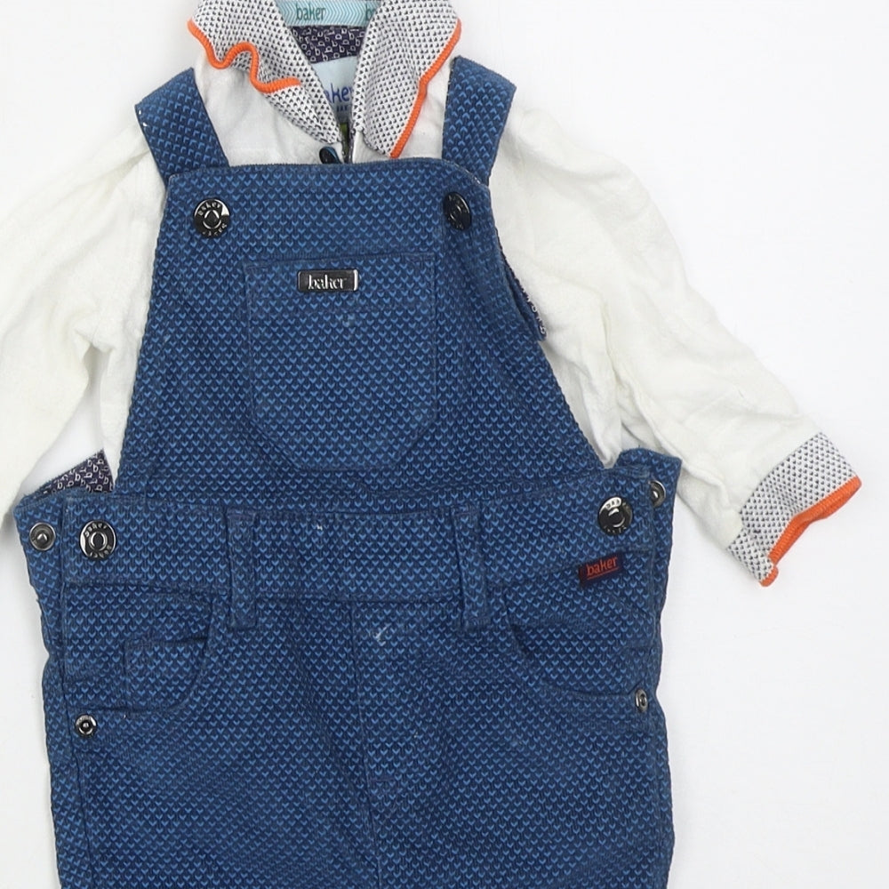 Ted Baker Boys Blue  Cotton Dungaree Outfit/Set Size 3-6 Months  Button