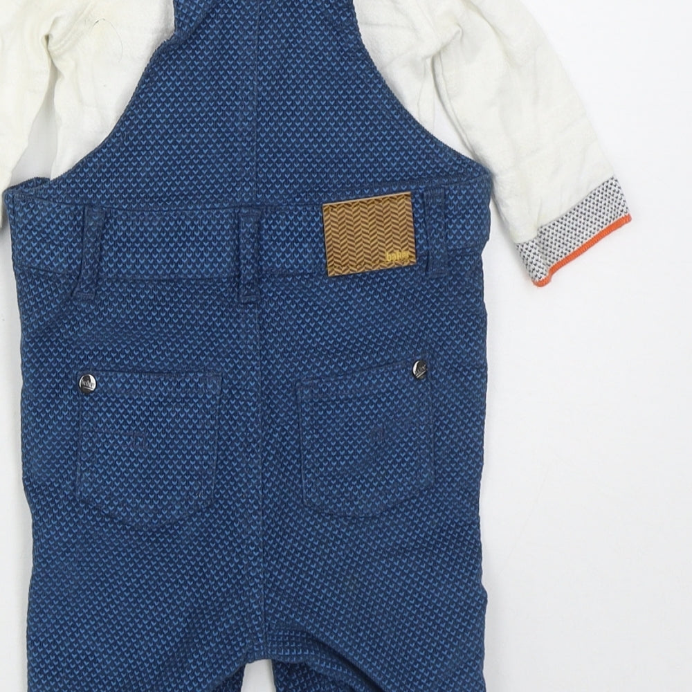 Ted Baker Boys Blue  Cotton Dungaree Outfit/Set Size 3-6 Months  Button