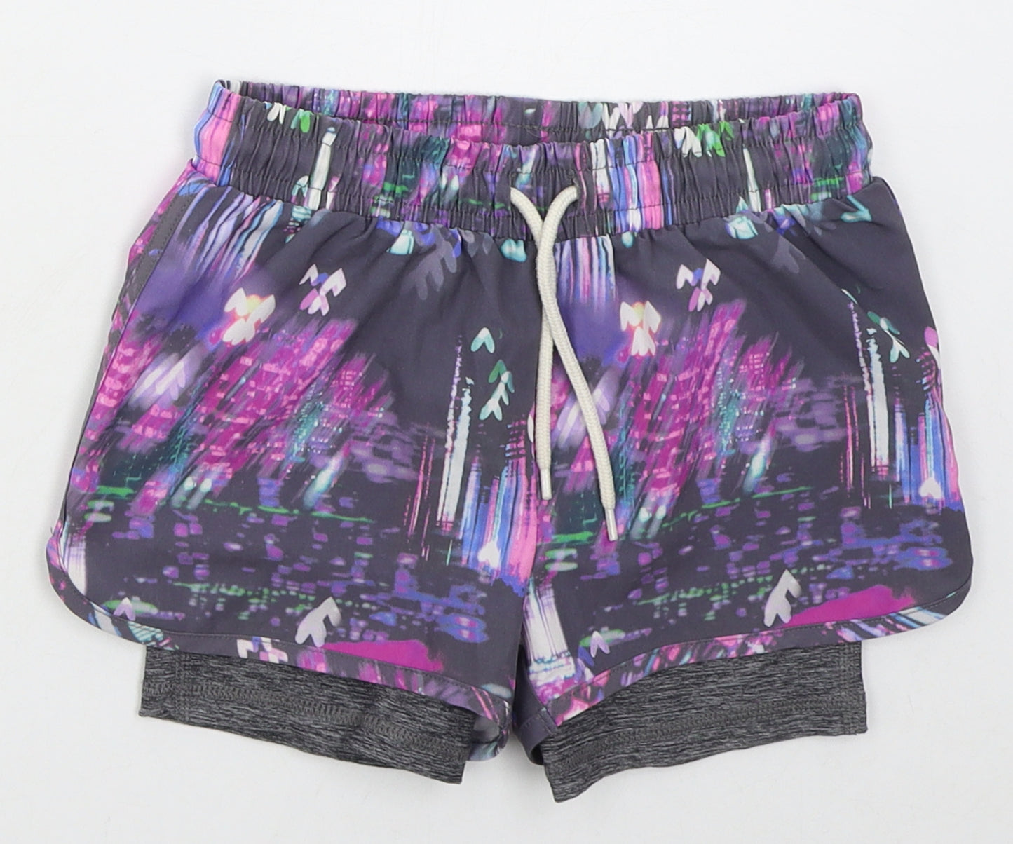 NEXT Girls Grey  Polyester Sweat Shorts Size 6 Years  Regular  - Purple