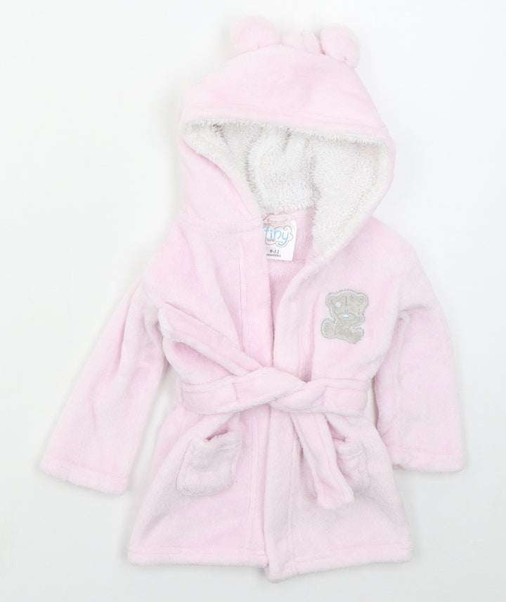 CBG Girls Pink Solid Polyester Kimono Robe Size 9-12 Months Tie - Tatty Teddy