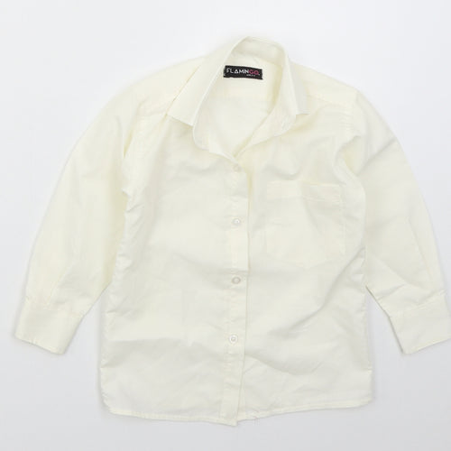 Flamingo Boys Ivory  Polyester Basic Button-Up Size 2-3 Years Collared Button