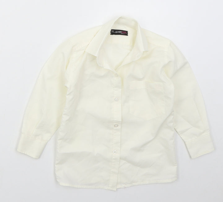 Flamingo Boys Ivory  Polyester Basic Button-Up Size 2-3 Years Collared Button