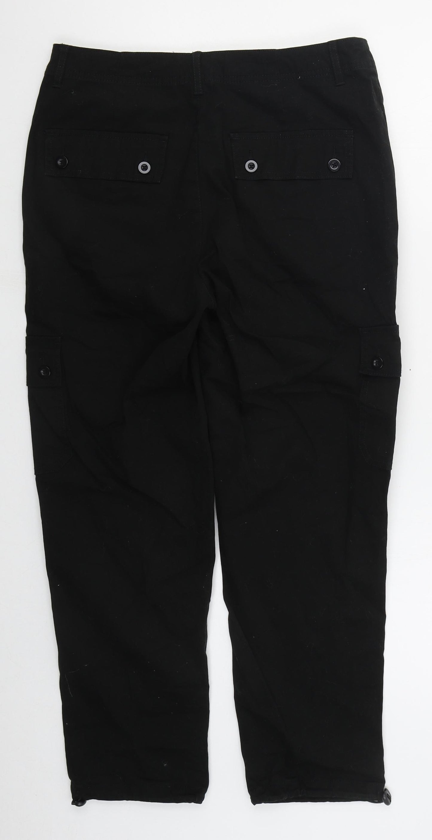 ASOS Mens Black  Cotton Cargo Trousers Size 30 L26 in Regular Button
