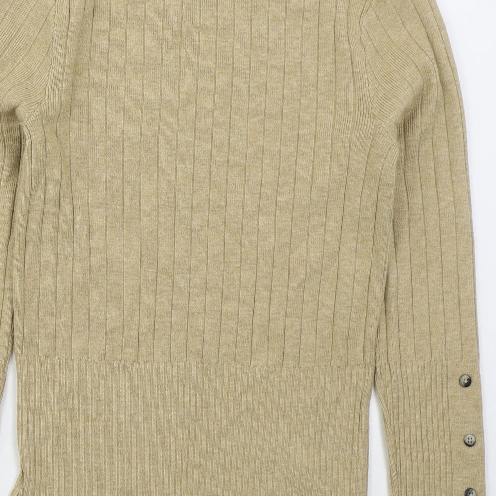 Marks and Spencer Womens Beige Mock Neck  Viscose Pullover Jumper Size 6