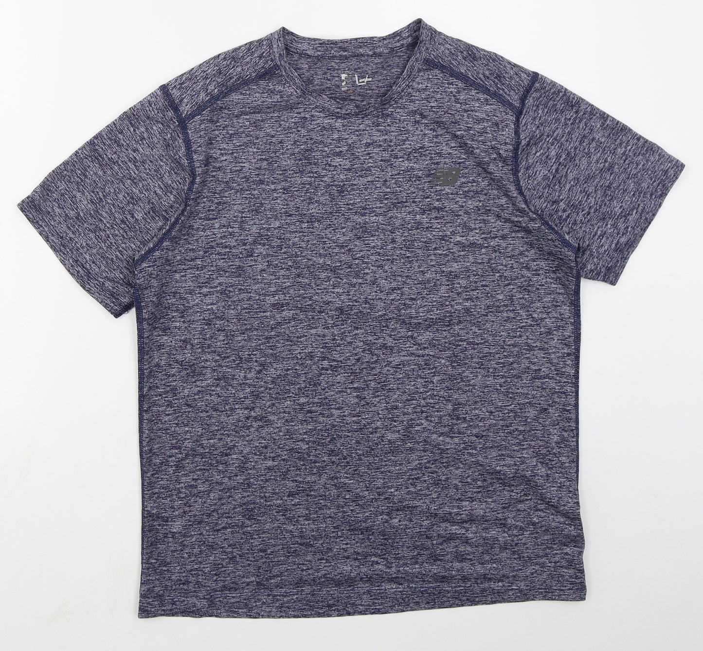 New Balance Mens Blue  Polyester Basic T-Shirt Size M Crew Neck Pullover