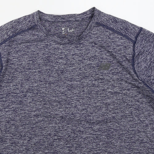 New Balance Mens Blue  Polyester Basic T-Shirt Size M Crew Neck Pullover