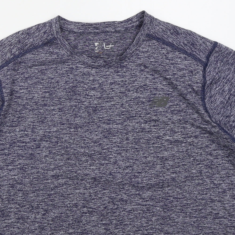 New Balance Mens Blue  Polyester Basic T-Shirt Size M Crew Neck Pullover
