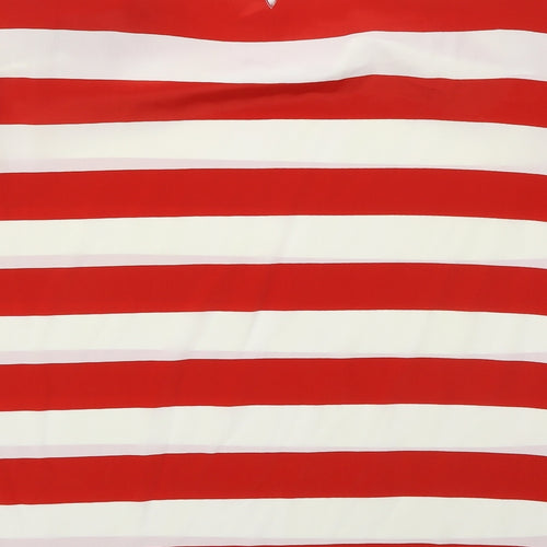 Maggie Barnes Womens Red Striped Polyester Basic T-Shirt Size 22 Round Neck