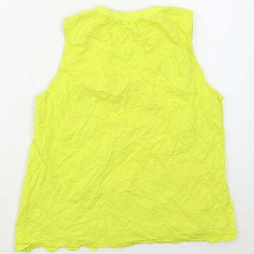 First Avenue Womens Yellow  Cotton Basic Tank Size L V-Neck