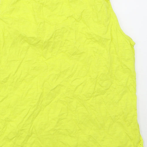 First Avenue Womens Yellow  Cotton Basic Tank Size L V-Neck
