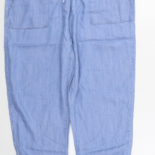 Matalan Womens Blue  Lyocell Trousers  Size 12 L26 in Regular Drawstring