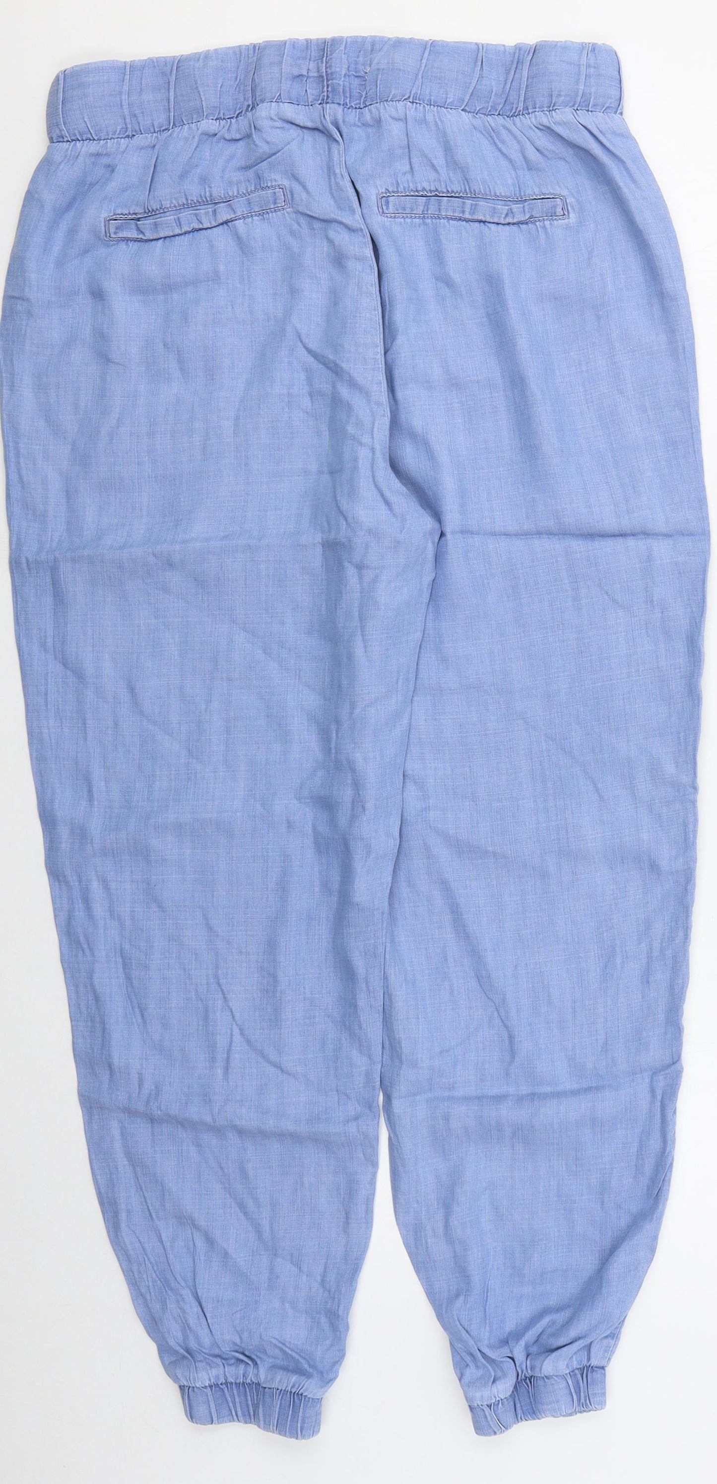 Matalan Womens Blue  Lyocell Trousers  Size 12 L26 in Regular Drawstring
