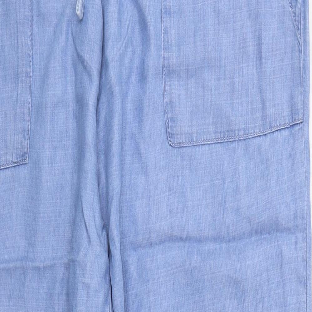 Matalan Womens Blue  Lyocell Trousers  Size 12 L26 in Regular Drawstring