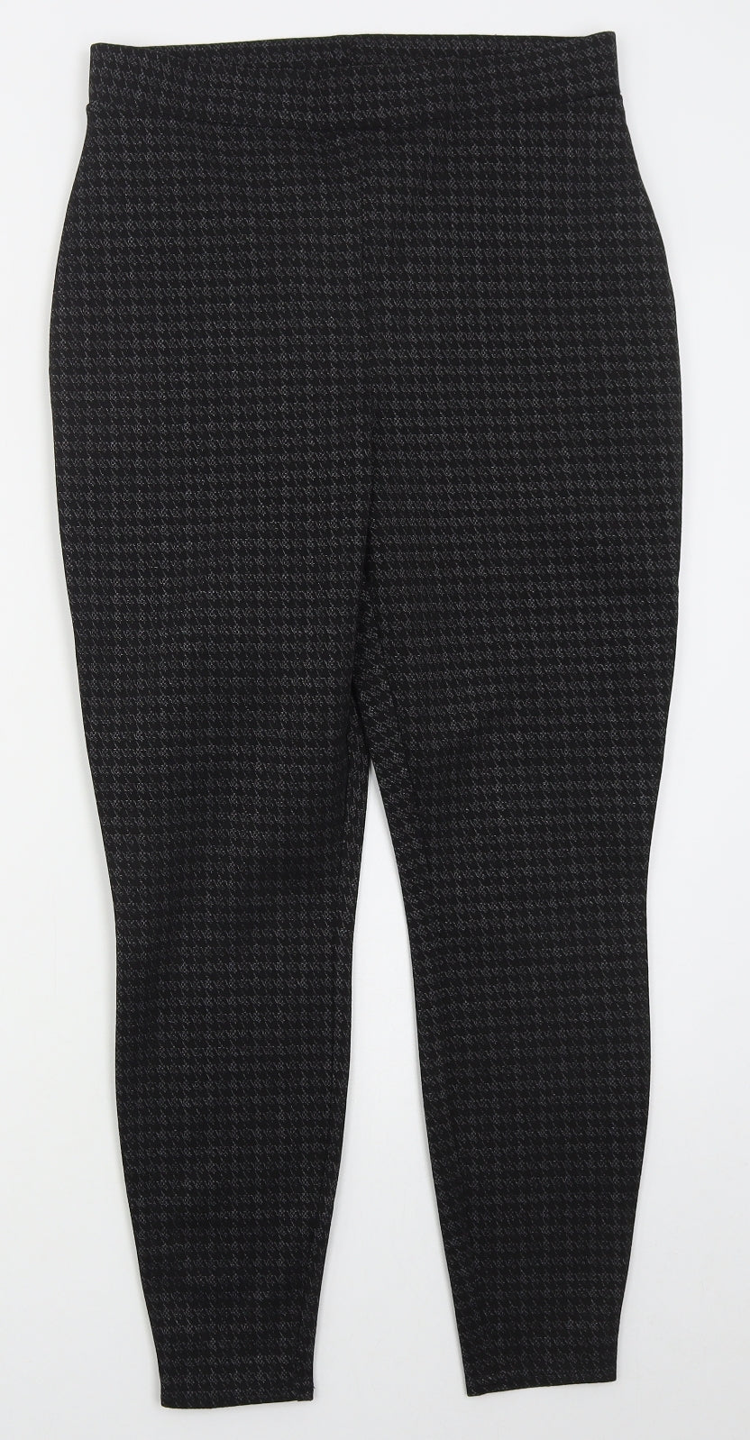 Matalan Womens Grey Houndstooth Polyester Carrot Leggings Size 12 L25 in