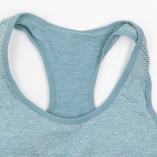 Dunnes Womens Blue  Nylon Cropped Tank Size L Round Neck Pullover - Sports Bra