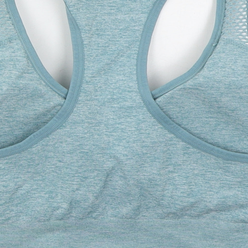 Dunnes Womens Blue  Nylon Cropped Tank Size L Round Neck Pullover - Sports Bra