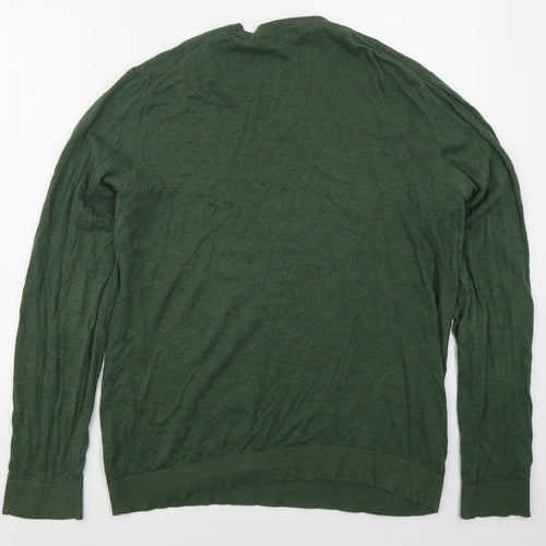 Gap Mens Green V-Neck  Cotton Pullover Jumper Size L