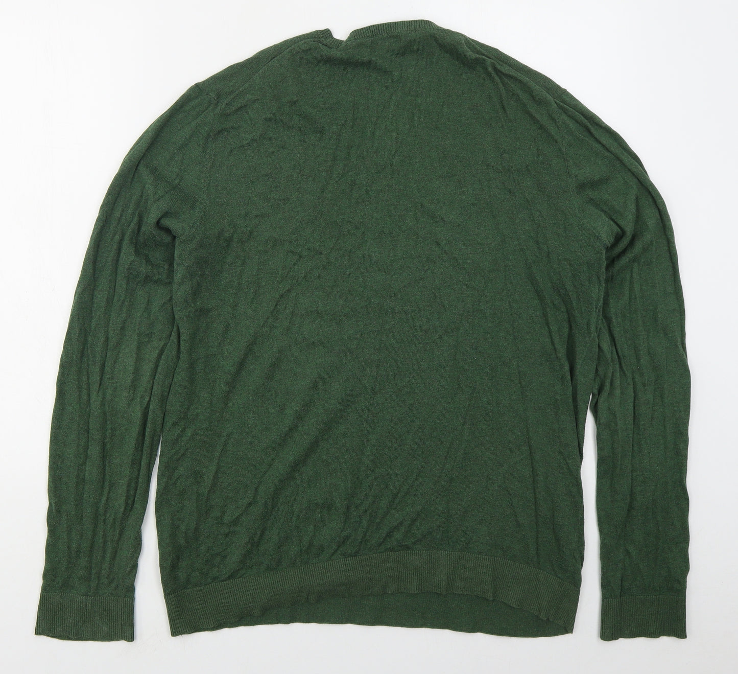 Gap Mens Green V-Neck  Cotton Pullover Jumper Size L