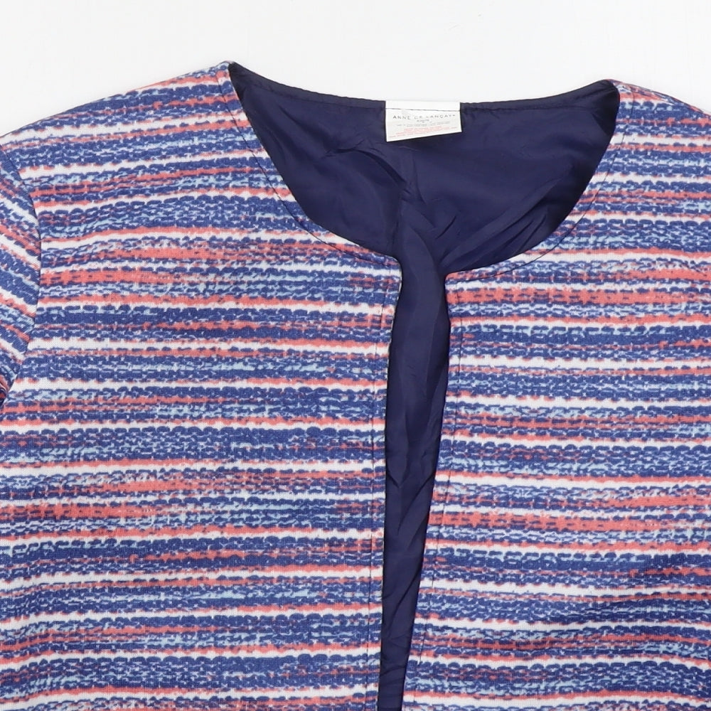 Anne De Lancay Womens Blue Geometric  Jacket  Size S