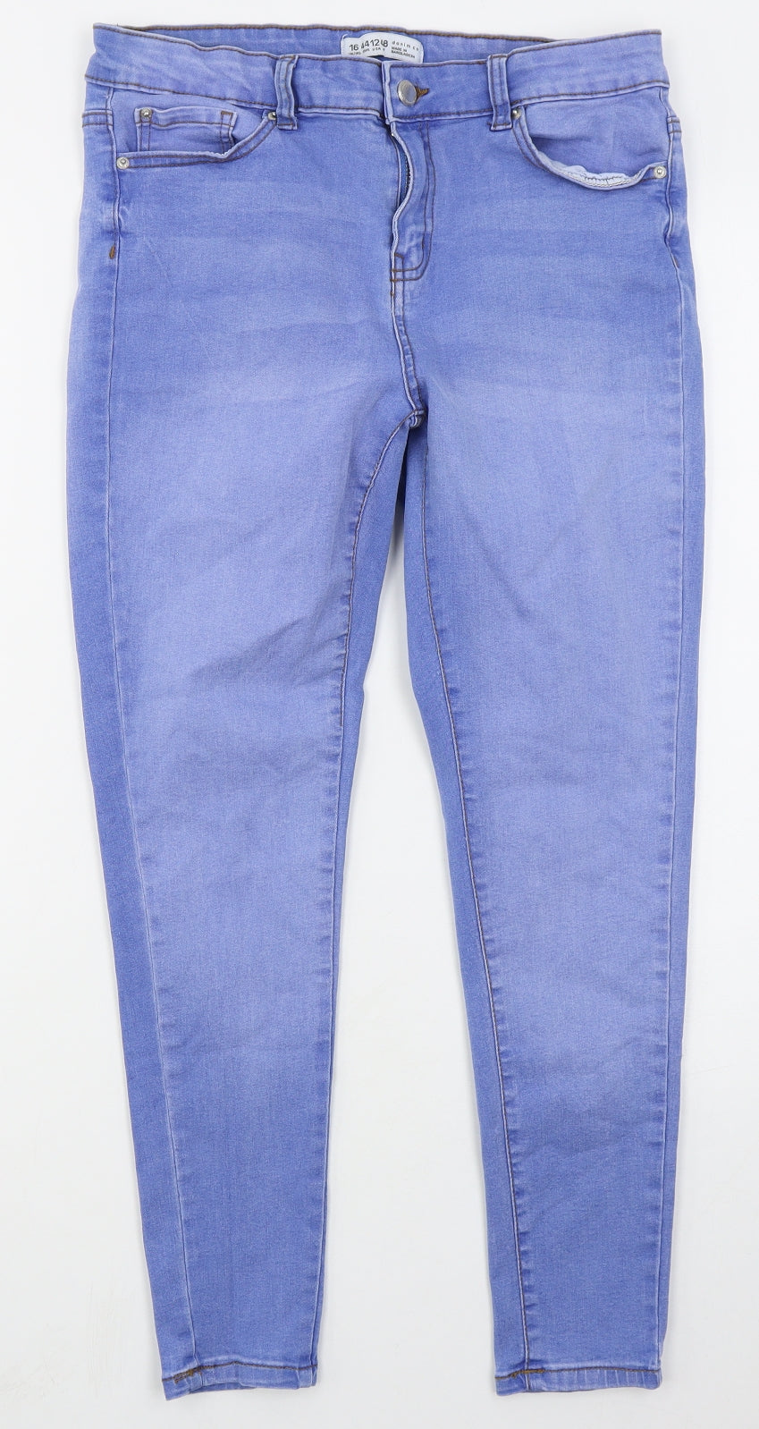 Denim Co Womens Blue  Cotton Skinny Jeans Size 16 L25 in Regular Button