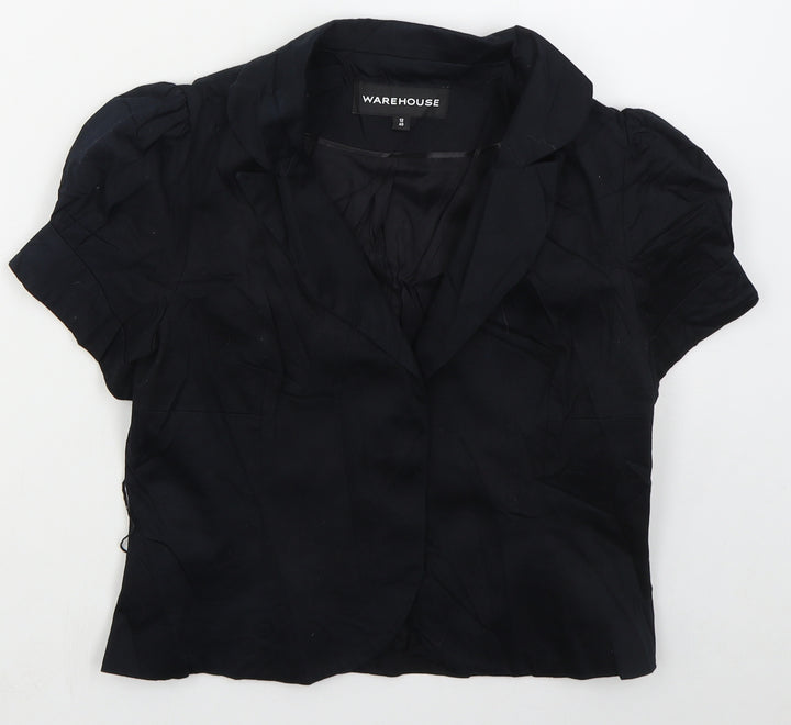 Warehouse Womens Black   Jacket  Size 12  Button
