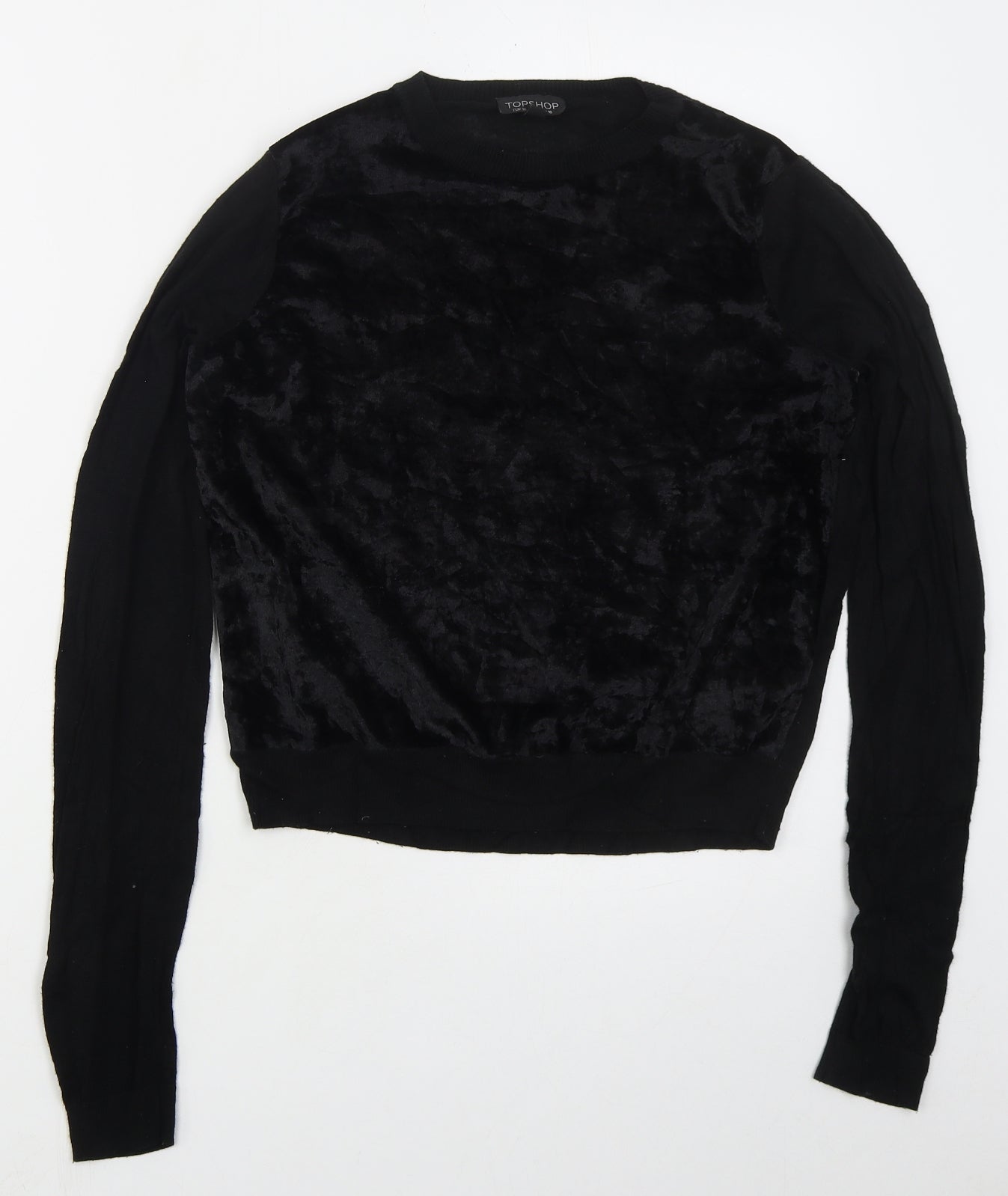 Topshop Womens Black Crew Neck  Acrylic Pullover Jumper Size 10