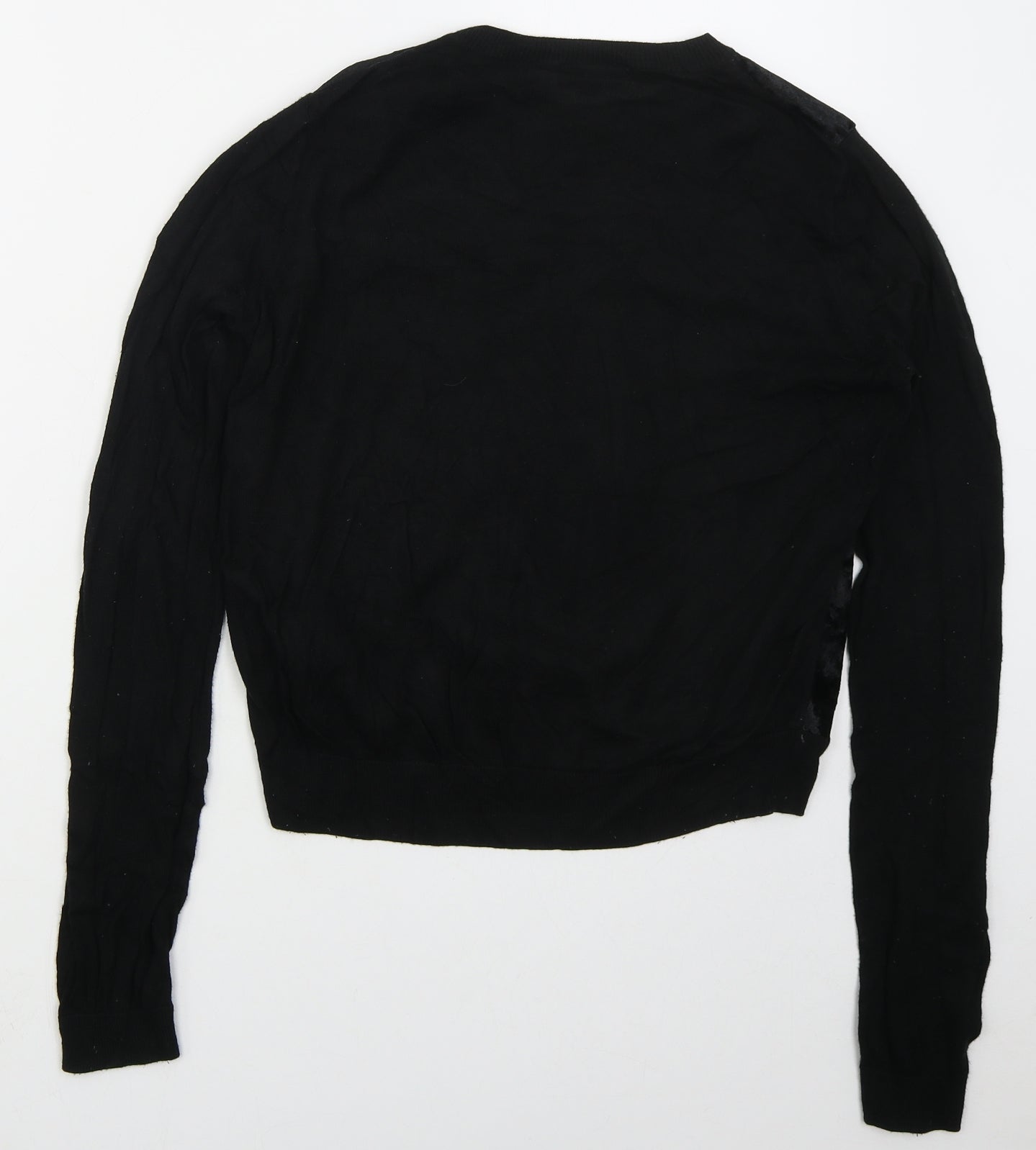 Topshop Womens Black Crew Neck  Acrylic Pullover Jumper Size 10