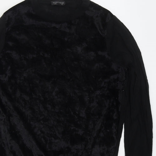 Topshop Womens Black Crew Neck  Acrylic Pullover Jumper Size 10