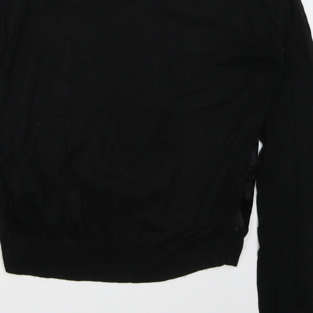 Topshop Womens Black Crew Neck  Acrylic Pullover Jumper Size 10