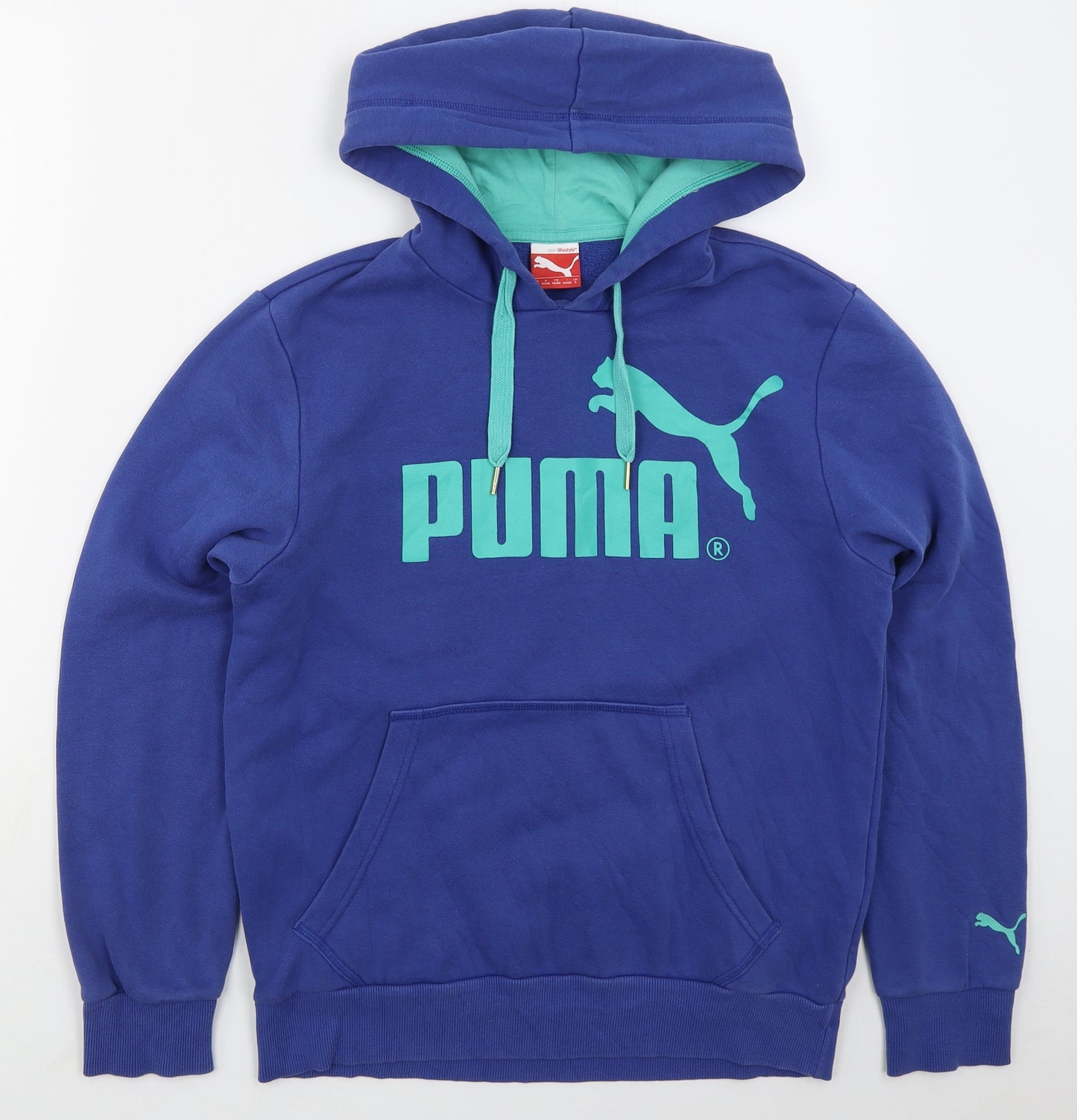 PUMA Mens Blue  Cotton Pullover Hoodie Size S