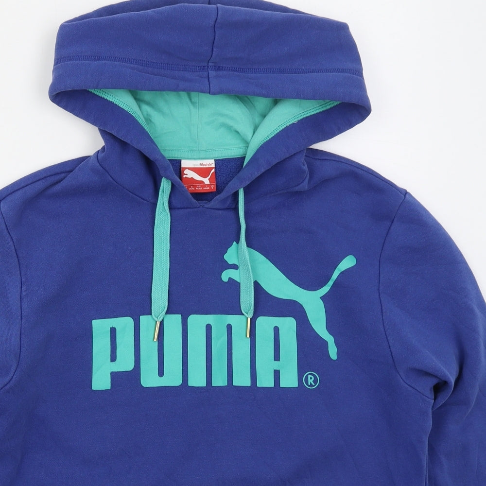 PUMA Mens Blue  Cotton Pullover Hoodie Size S