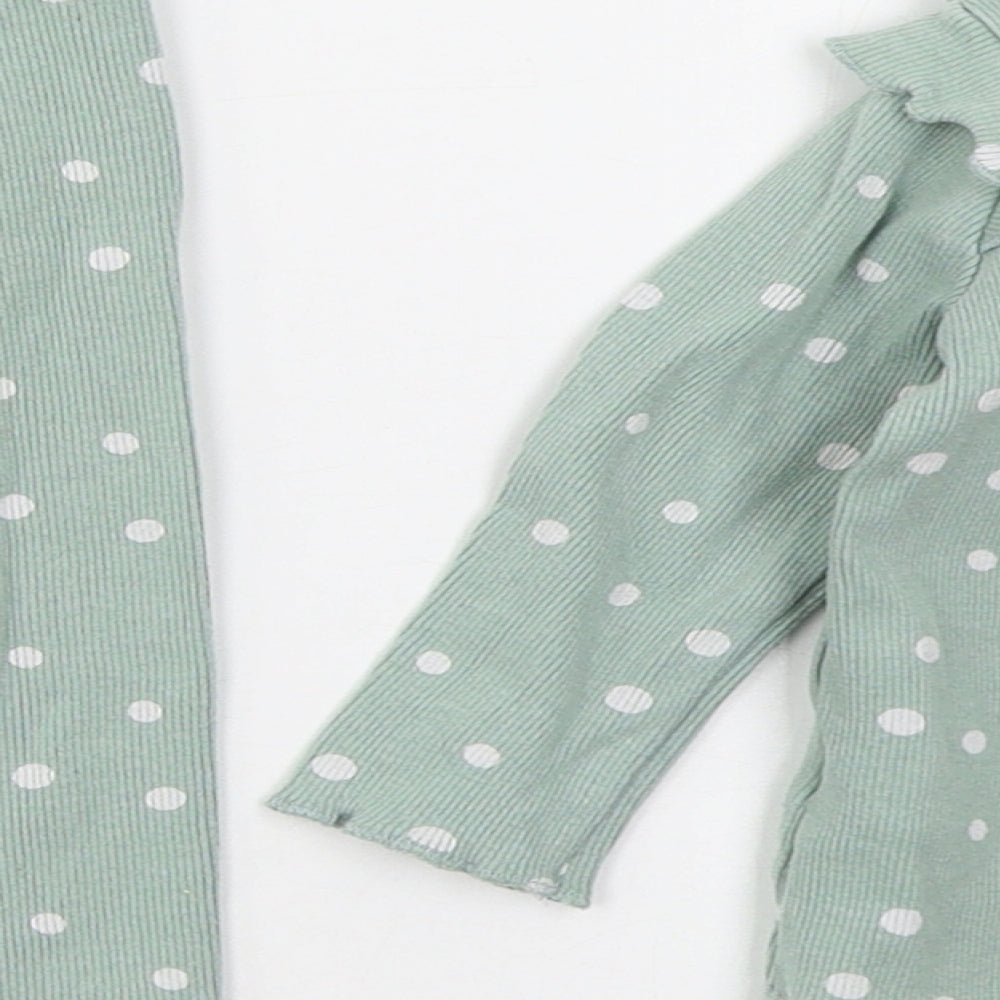 NEXT Girls Green Polka Dot Cotton Cami Pyjama Set Size 6-9 Months  Pullover