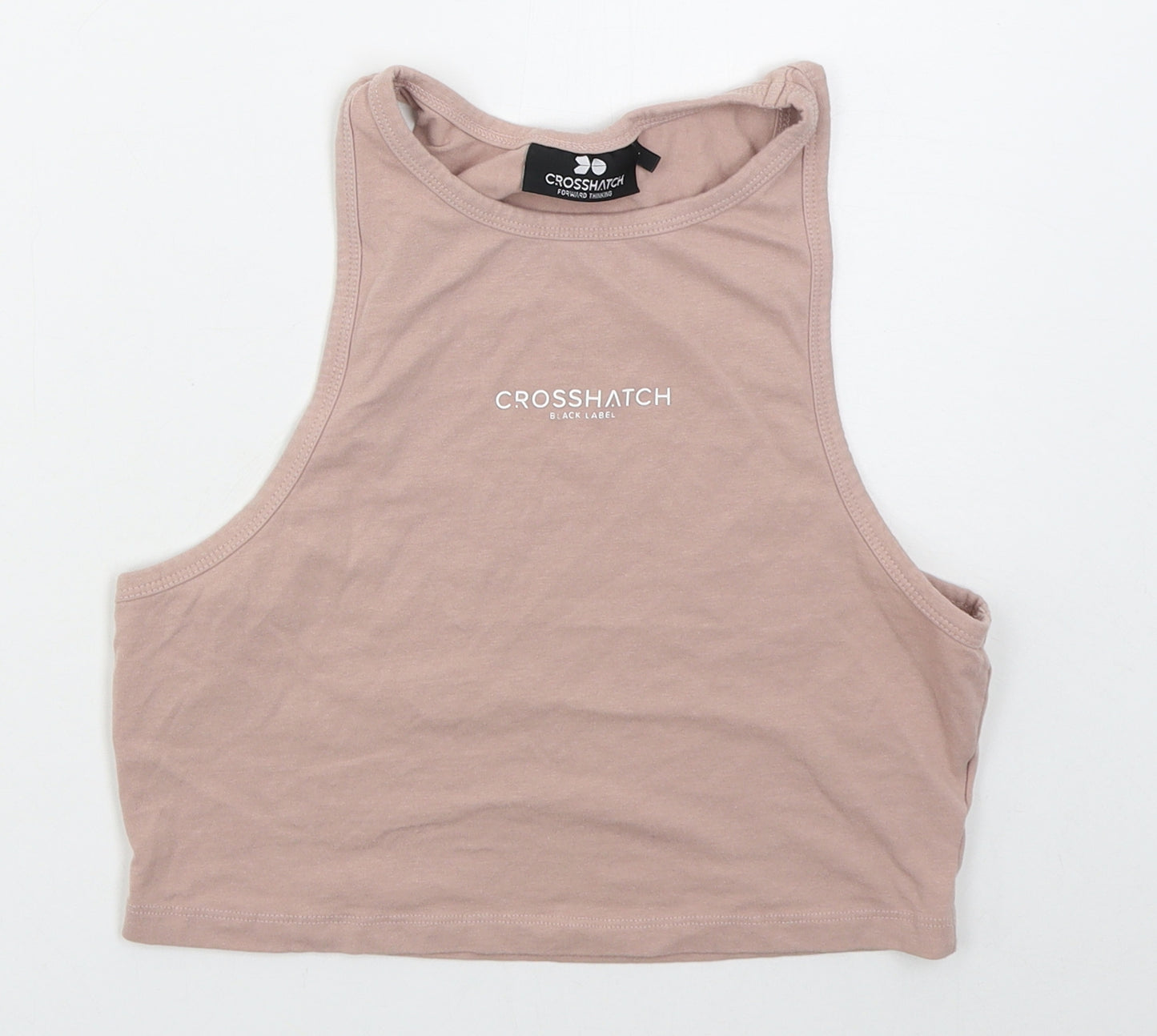 Crosshatch Womens Pink  Cotton Cropped Tank Size L Crew Neck Pullover
