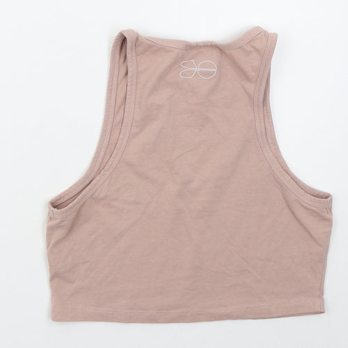 Crosshatch Womens Pink  Cotton Cropped Tank Size L Crew Neck Pullover