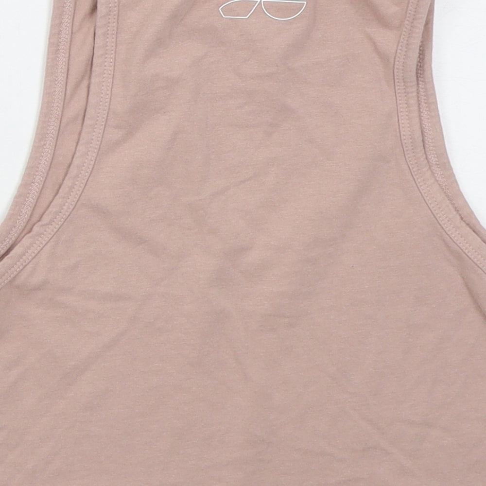 Crosshatch Womens Pink  Cotton Cropped Tank Size L Crew Neck Pullover